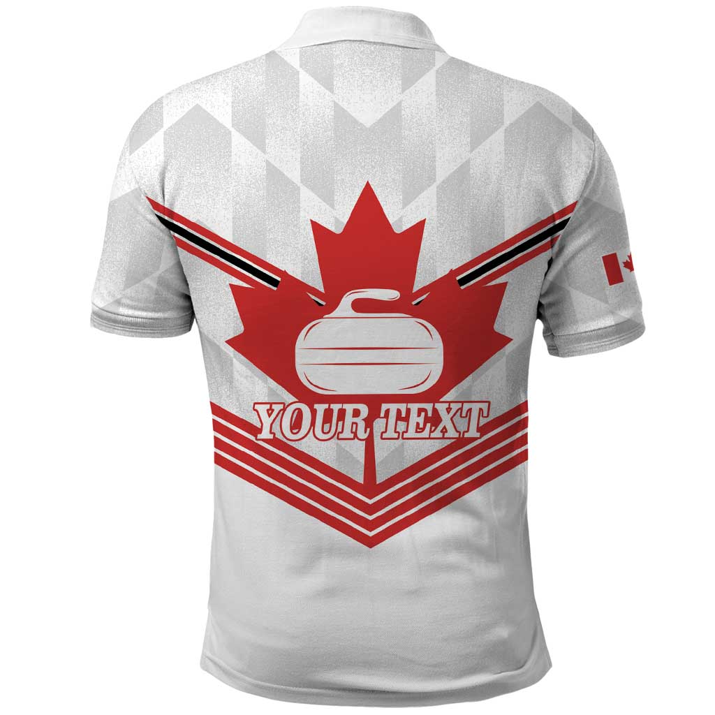 Personalized Canada Curling Polo Shirt Maple Leaf White Version - Wonder Print Shop