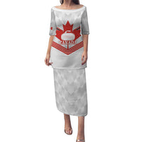 Personalized Canada Curling Puletasi Maple Leaf White Version - Wonder Print Shop