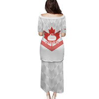 Personalized Canada Curling Puletasi Maple Leaf White Version - Wonder Print Shop