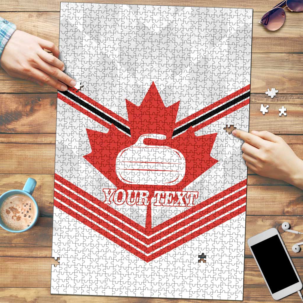Personalized Canada Curling Puzzle Maple Leaf White Version - Wonder Print Shop
