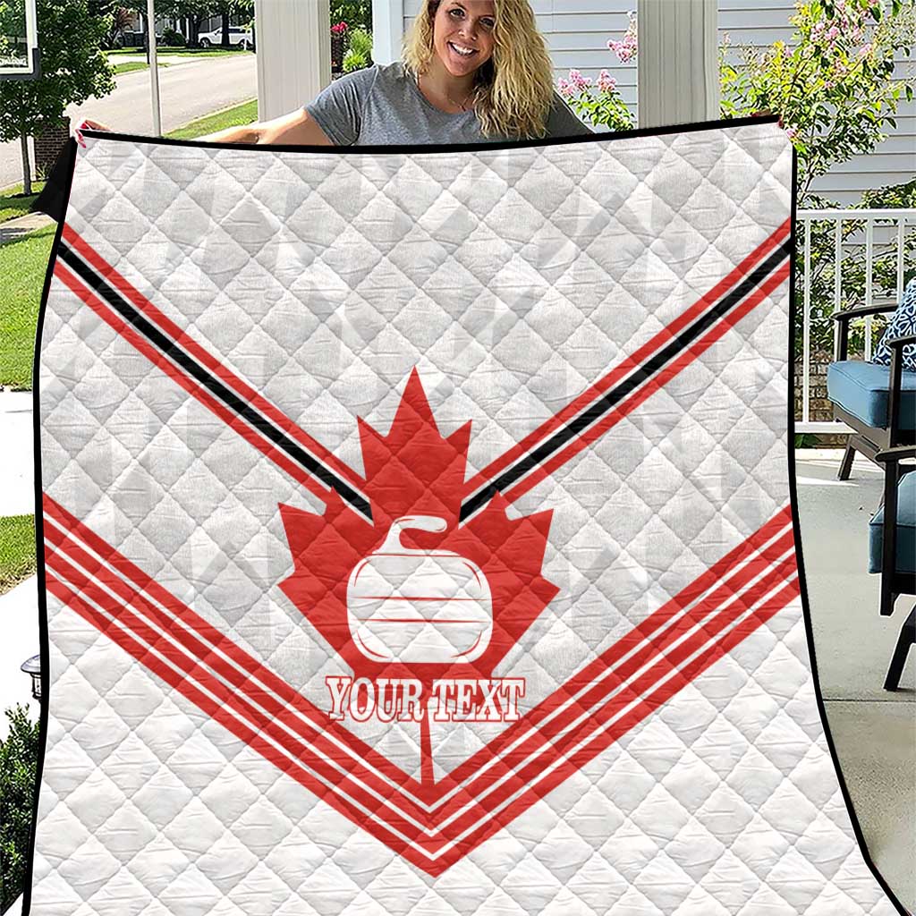 Personalized Canada Curling Quilt Maple Leaf White Version - Wonder Print Shop
