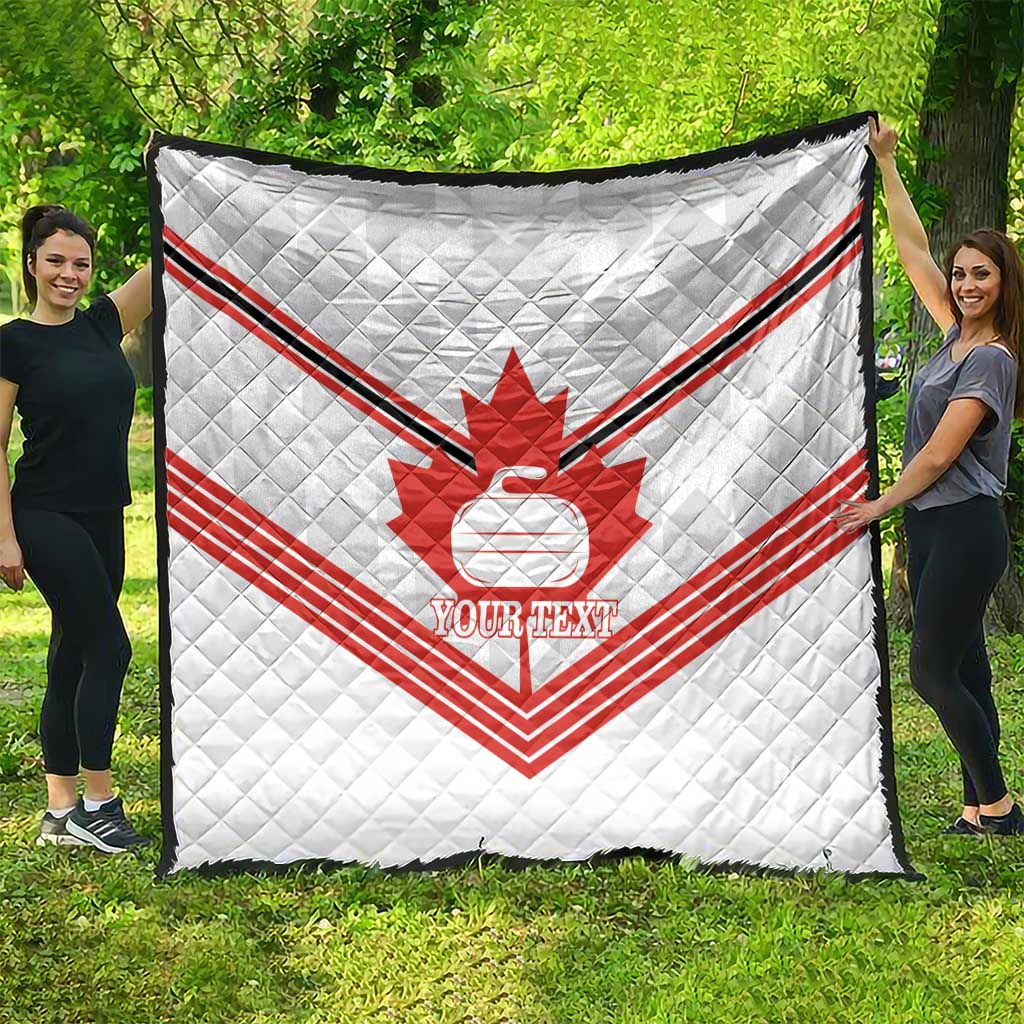 Personalized Canada Curling Quilt Maple Leaf White Version - Wonder Print Shop