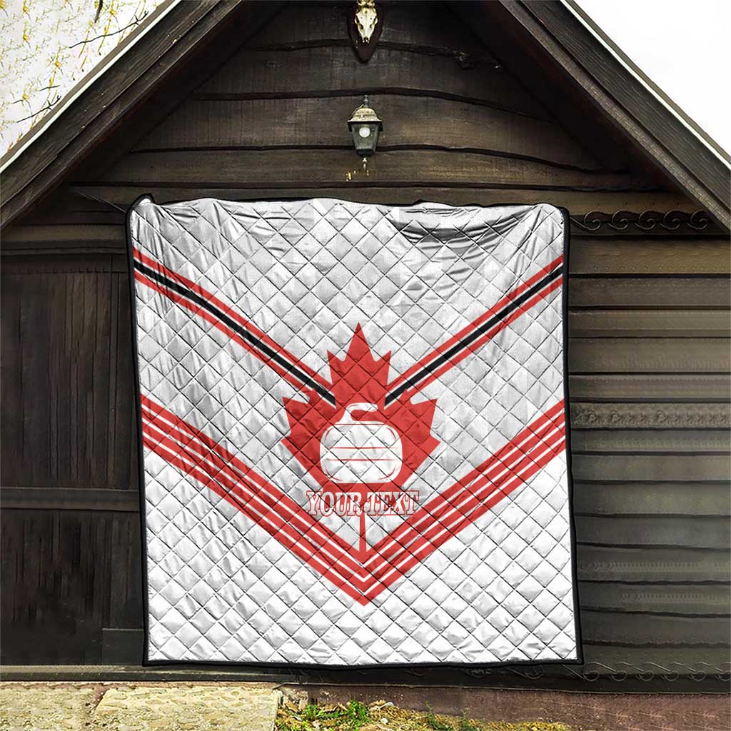 Personalized Canada Curling Quilt Maple Leaf White Version - Wonder Print Shop