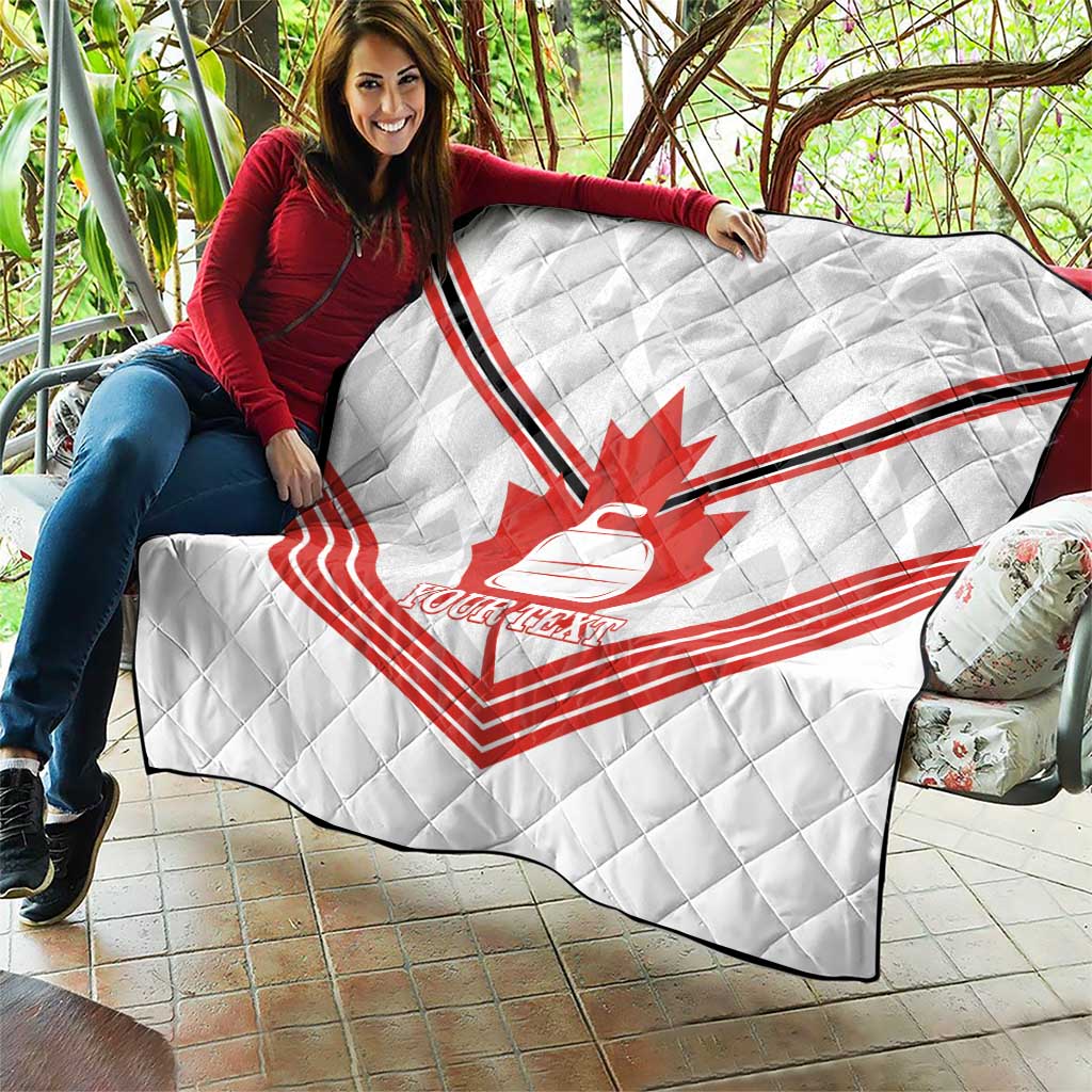 Personalized Canada Curling Quilt Maple Leaf White Version - Wonder Print Shop