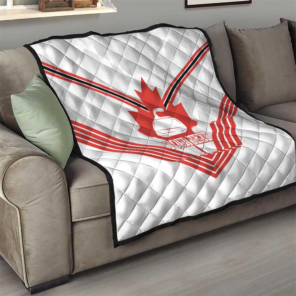 Personalized Canada Curling Quilt Maple Leaf White Version - Wonder Print Shop