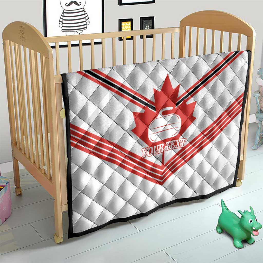 Personalized Canada Curling Quilt Maple Leaf White Version - Wonder Print Shop