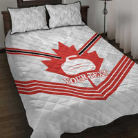 Personalized Canada Curling Quilt Bed Set Maple Leaf White Version - Wonder Print Shop