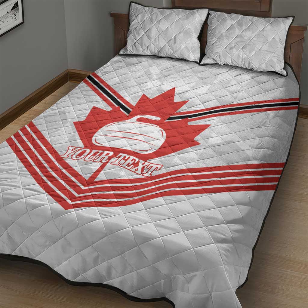 Personalized Canada Curling Quilt Bed Set Maple Leaf White Version - Wonder Print Shop