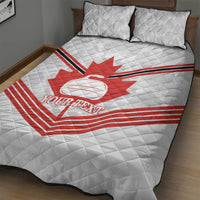 Personalized Canada Curling Quilt Bed Set Maple Leaf White Version - Wonder Print Shop