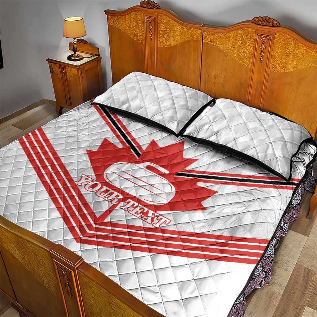 Personalized Canada Curling Quilt Bed Set Maple Leaf White Version - Wonder Print Shop