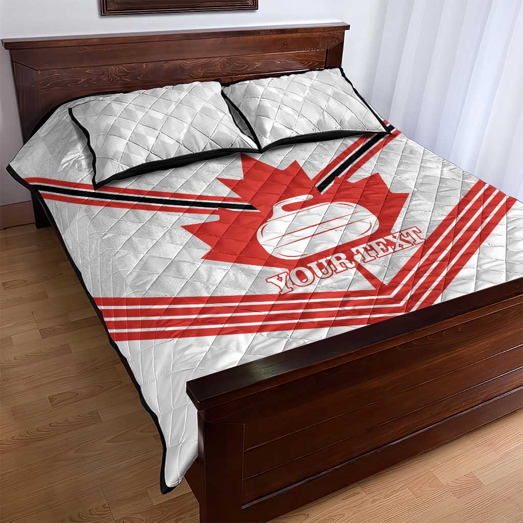Personalized Canada Curling Quilt Bed Set Maple Leaf White Version - Wonder Print Shop