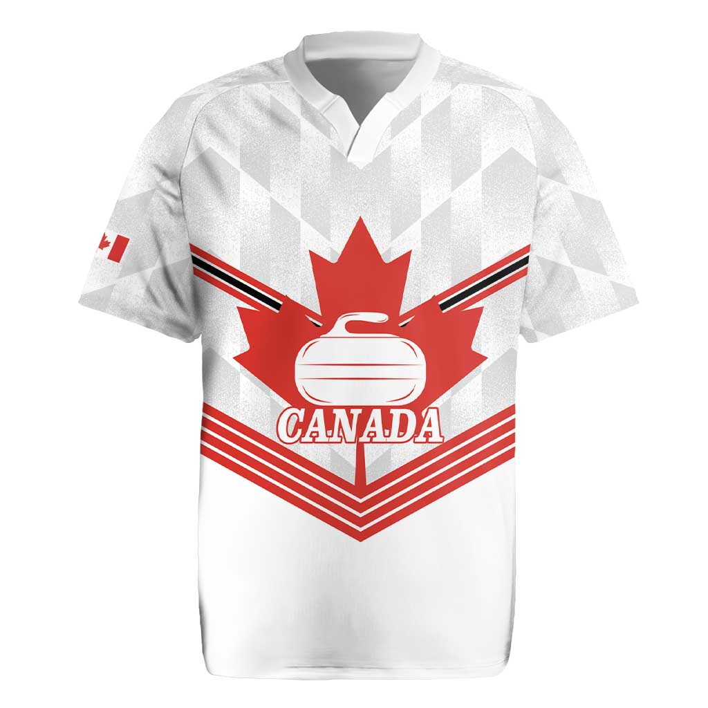 Personalized Canada Curling Rugby Jersey Maple Leaf White Version - Wonder Print Shop