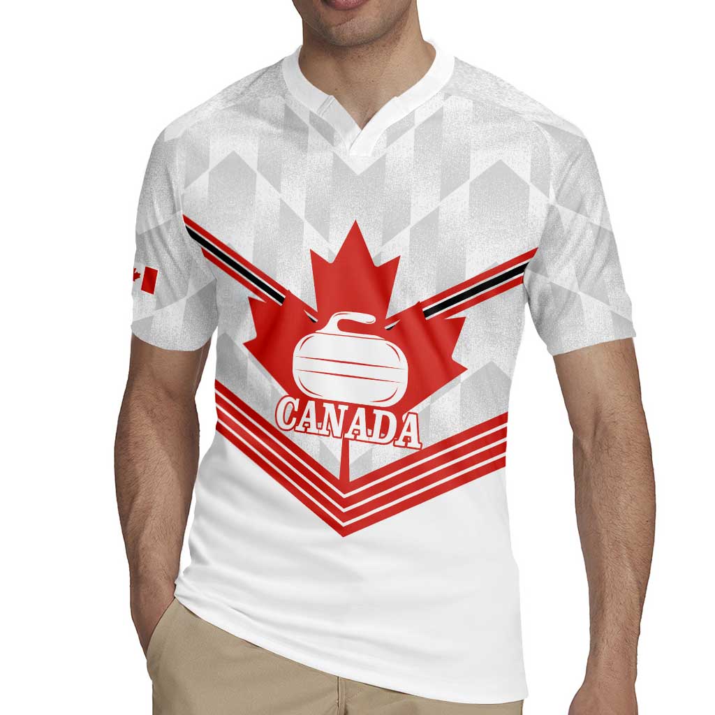Personalized Canada Curling Rugby Jersey Maple Leaf White Version - Wonder Print Shop