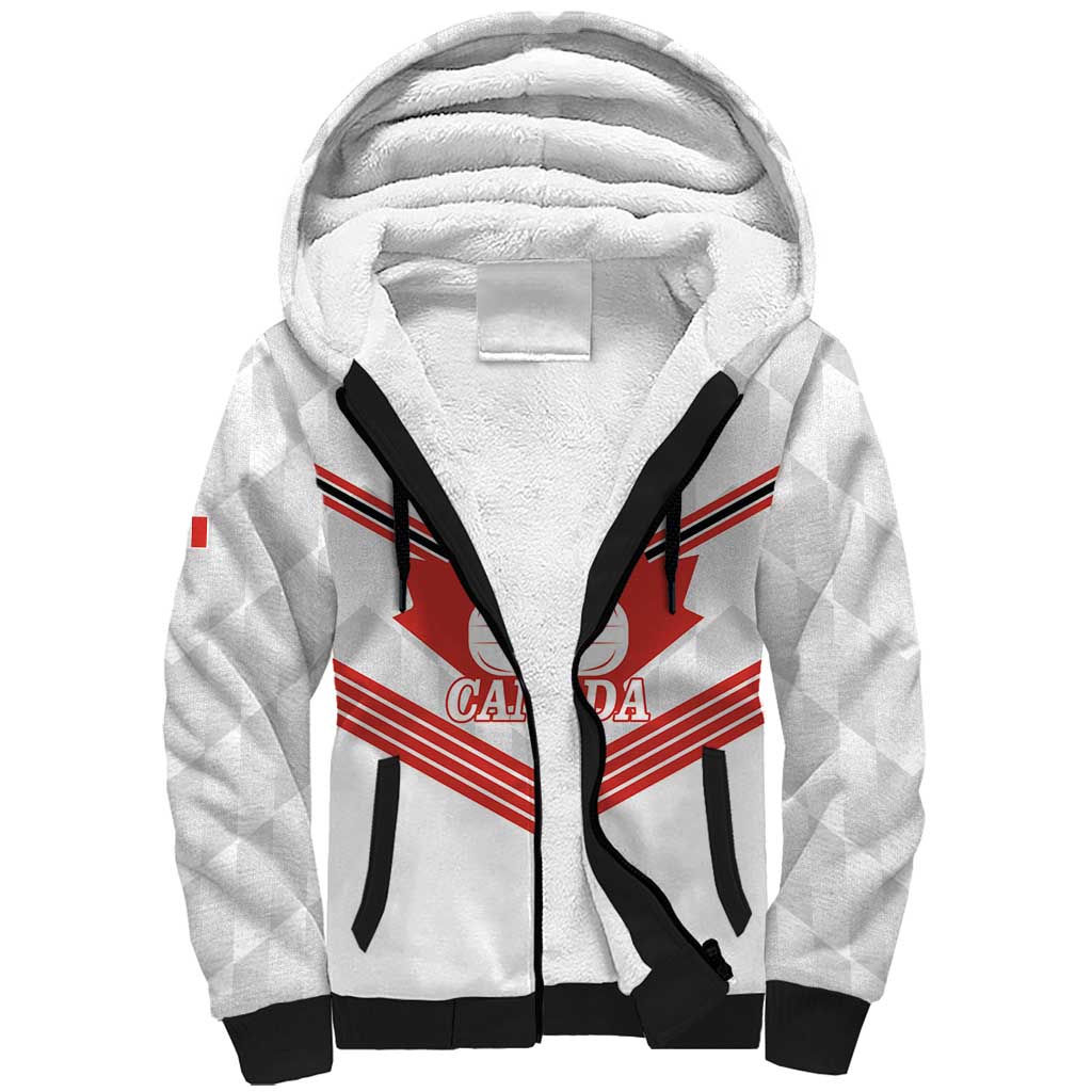 Personalized Canada Curling Sherpa Hoodie Maple Leaf White Version - Wonder Print Shop
