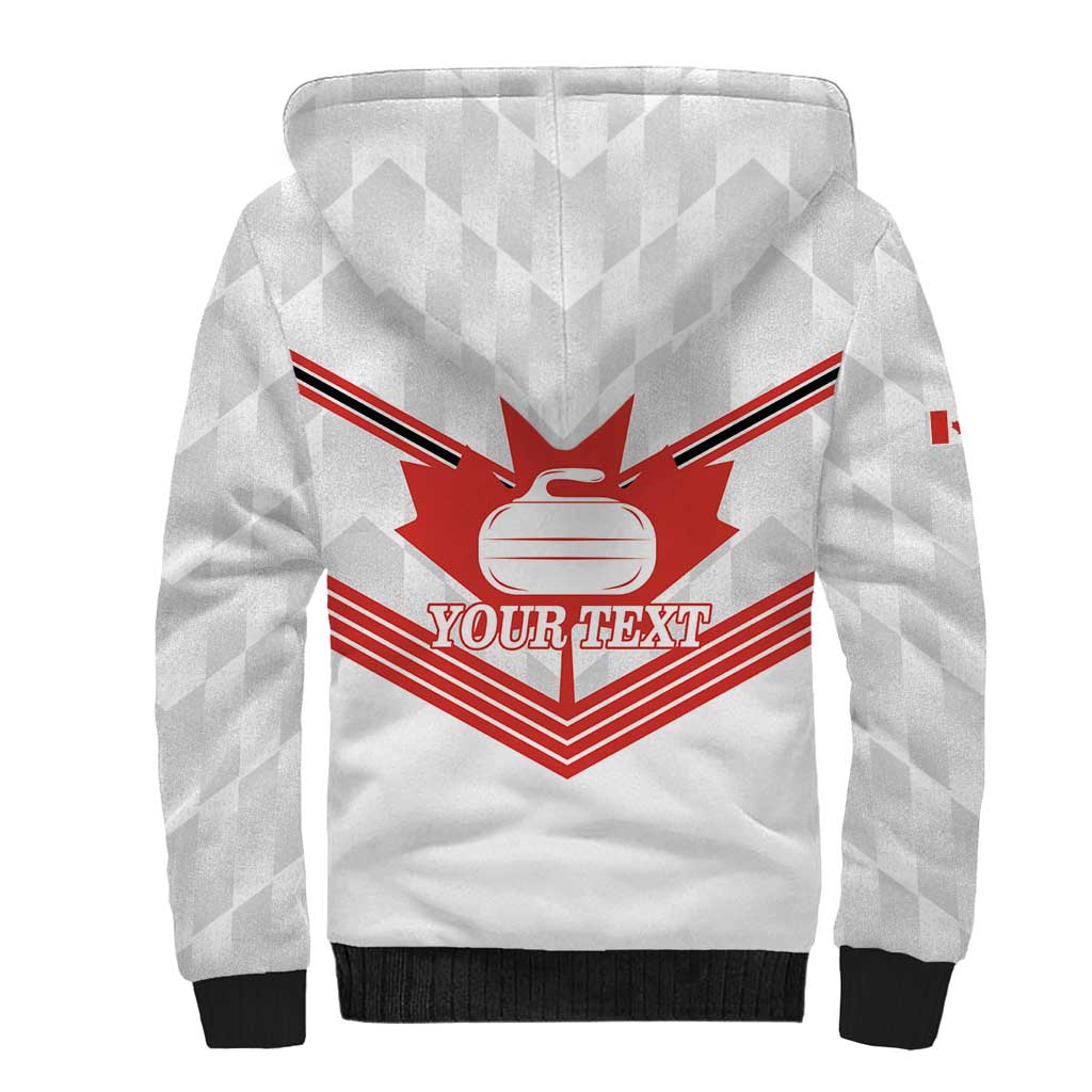 Personalized Canada Curling Sherpa Hoodie Maple Leaf White Version - Wonder Print Shop