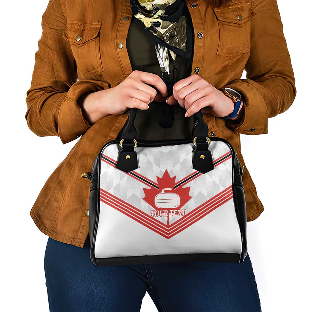 Personalized Canada Curling Shoulder Handbag Maple Leaf White Version - Wonder Print Shop