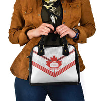 Personalized Canada Curling Shoulder Handbag Maple Leaf White Version - Wonder Print Shop