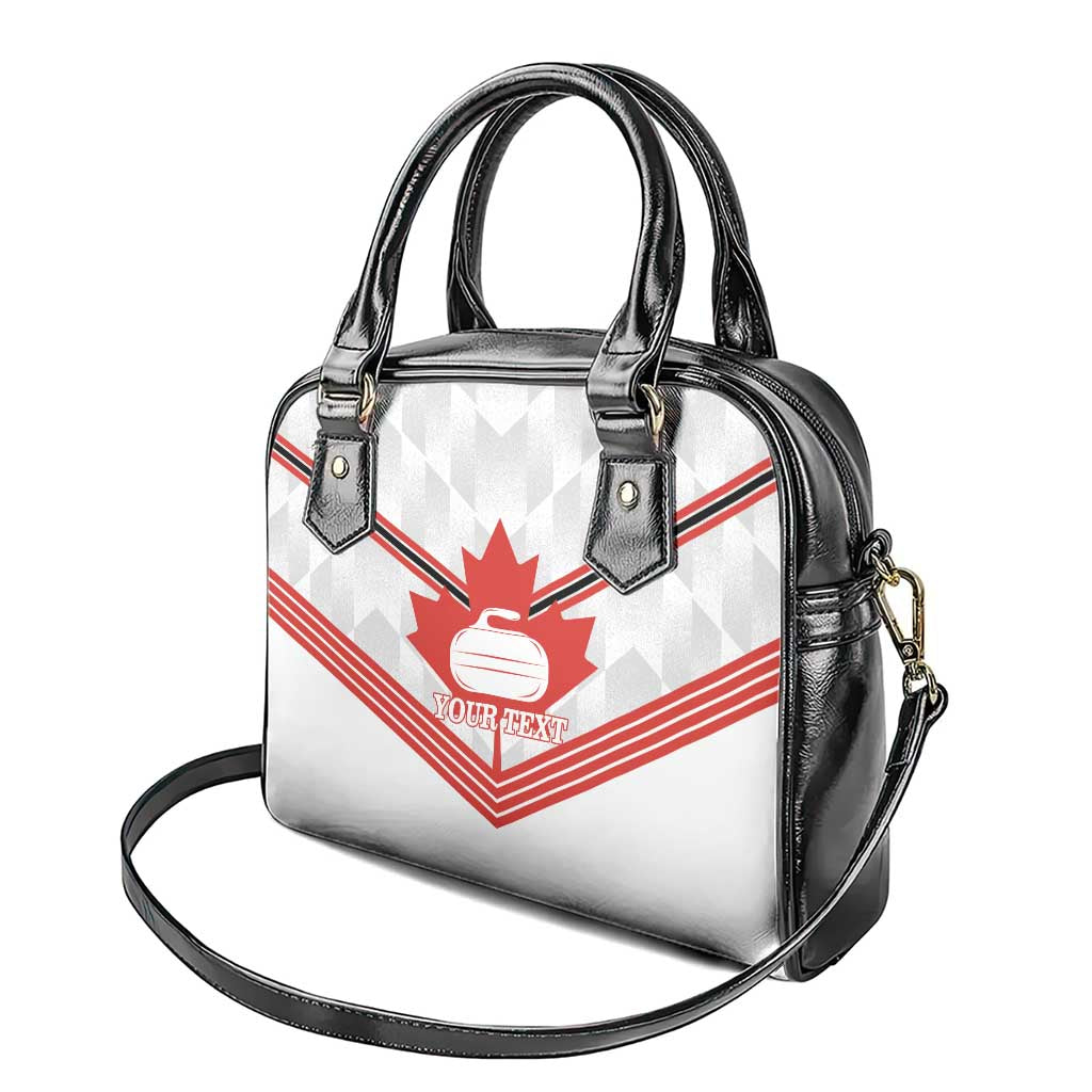 Personalized Canada Curling Shoulder Handbag Maple Leaf White Version - Wonder Print Shop