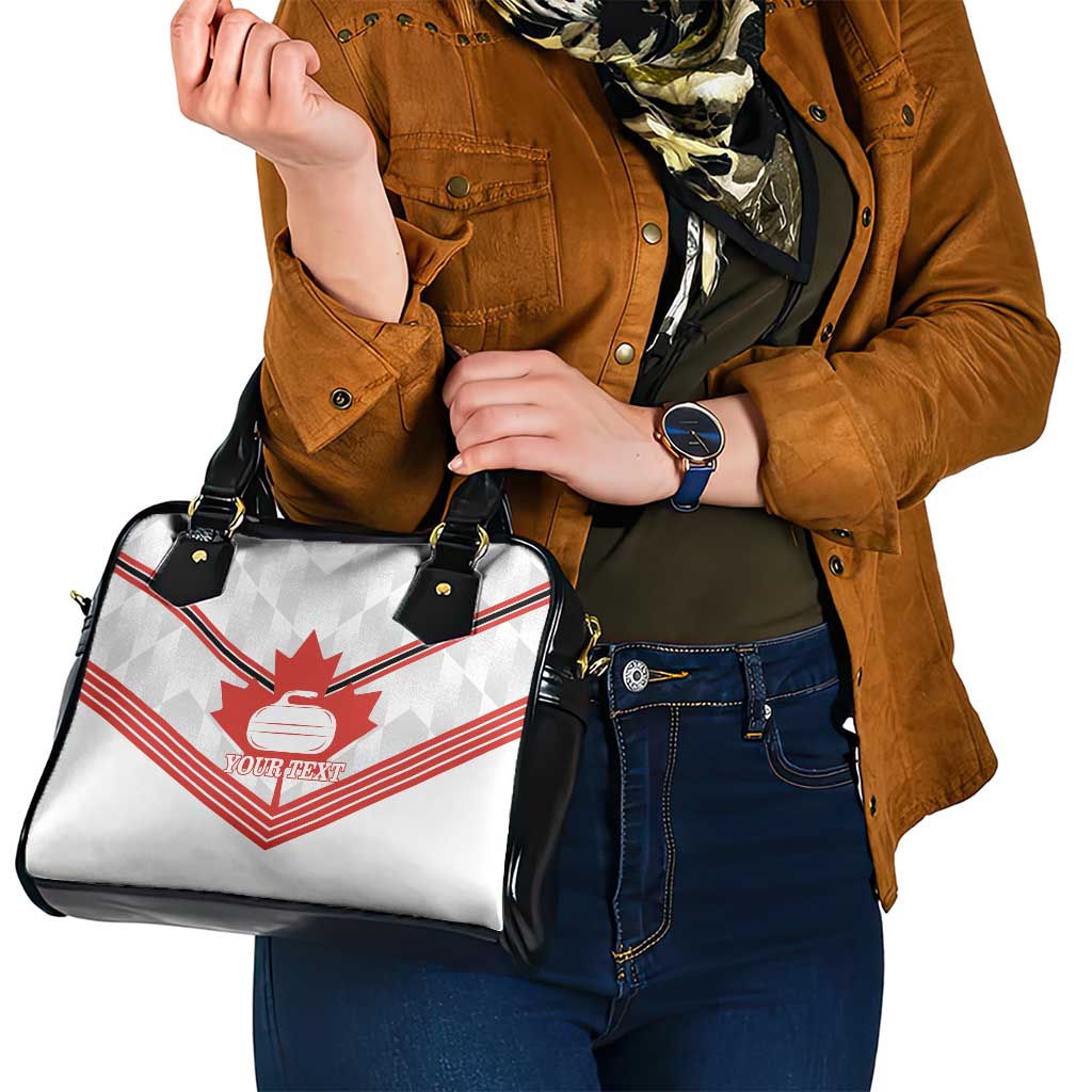 Personalized Canada Curling Shoulder Handbag Maple Leaf White Version - Wonder Print Shop