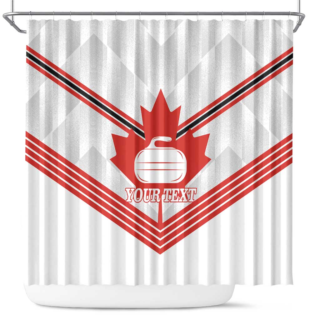 Personalized Canada Curling Shower Curtain Maple Leaf White Version - Wonder Print Shop