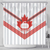 Personalized Canada Curling Shower Curtain Maple Leaf White Version - Wonder Print Shop