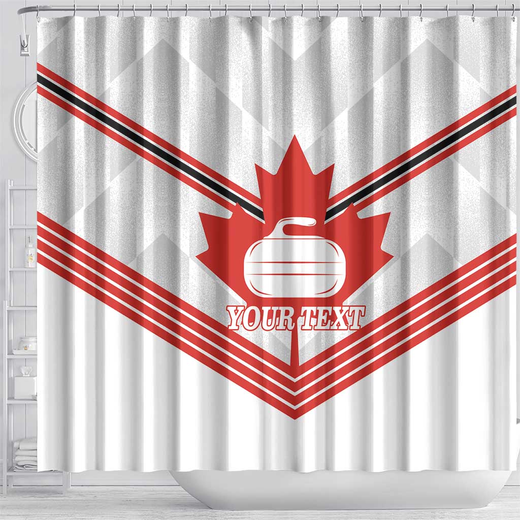 Personalized Canada Curling Shower Curtain Maple Leaf White Version - Wonder Print Shop