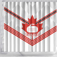 Personalized Canada Curling Shower Curtain Maple Leaf White Version - Wonder Print Shop