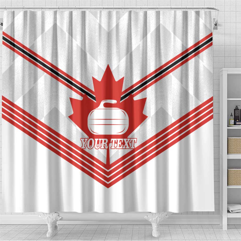 Personalized Canada Curling Shower Curtain Maple Leaf White Version - Wonder Print Shop