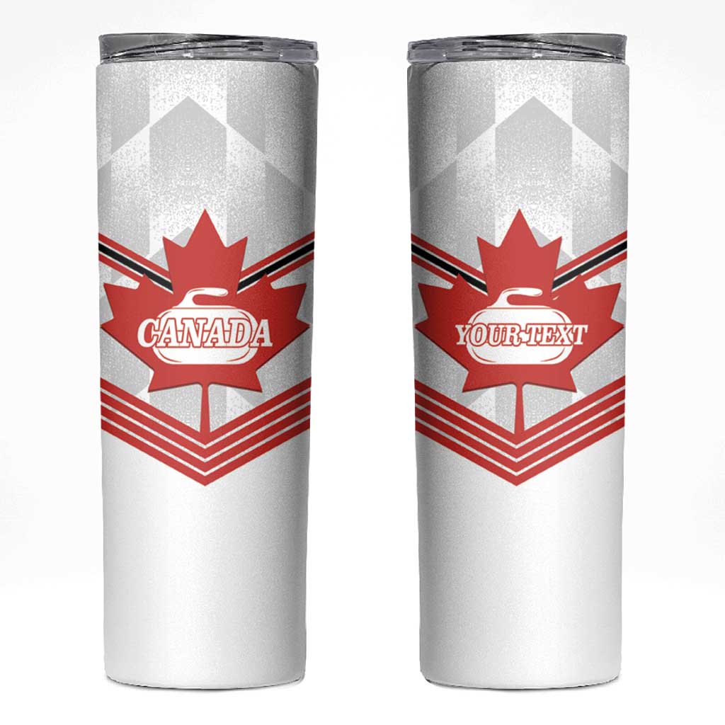 Personalized Canada Curling Skinny Tumbler Maple Leaf White Version - Wonder Print Shop