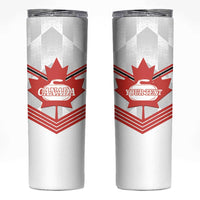 Personalized Canada Curling Skinny Tumbler Maple Leaf White Version - Wonder Print Shop