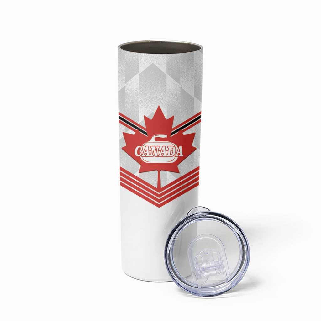 Personalized Canada Curling Skinny Tumbler Maple Leaf White Version - Wonder Print Shop