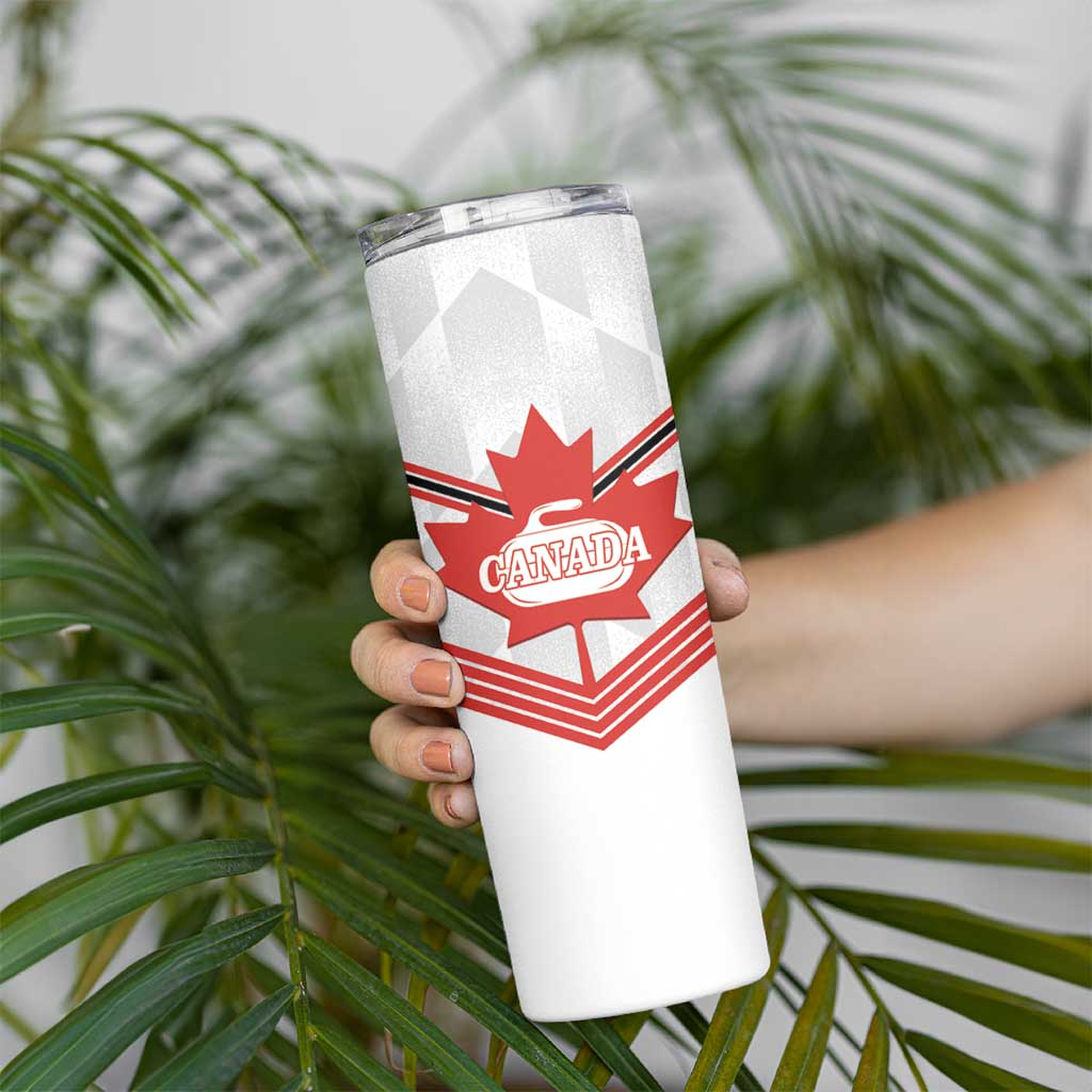 Personalized Canada Curling Skinny Tumbler Maple Leaf White Version - Wonder Print Shop