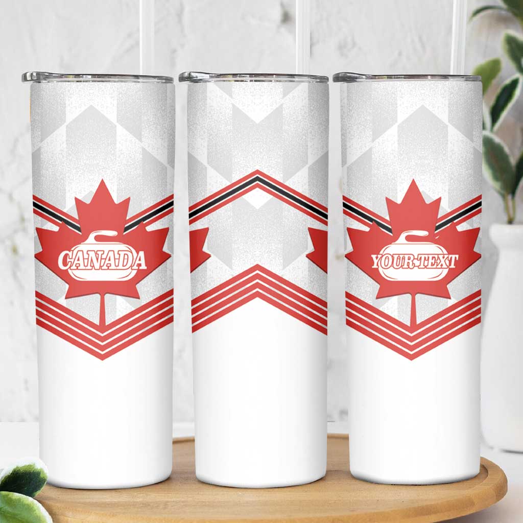 Personalized Canada Curling Skinny Tumbler Maple Leaf White Version - Wonder Print Shop