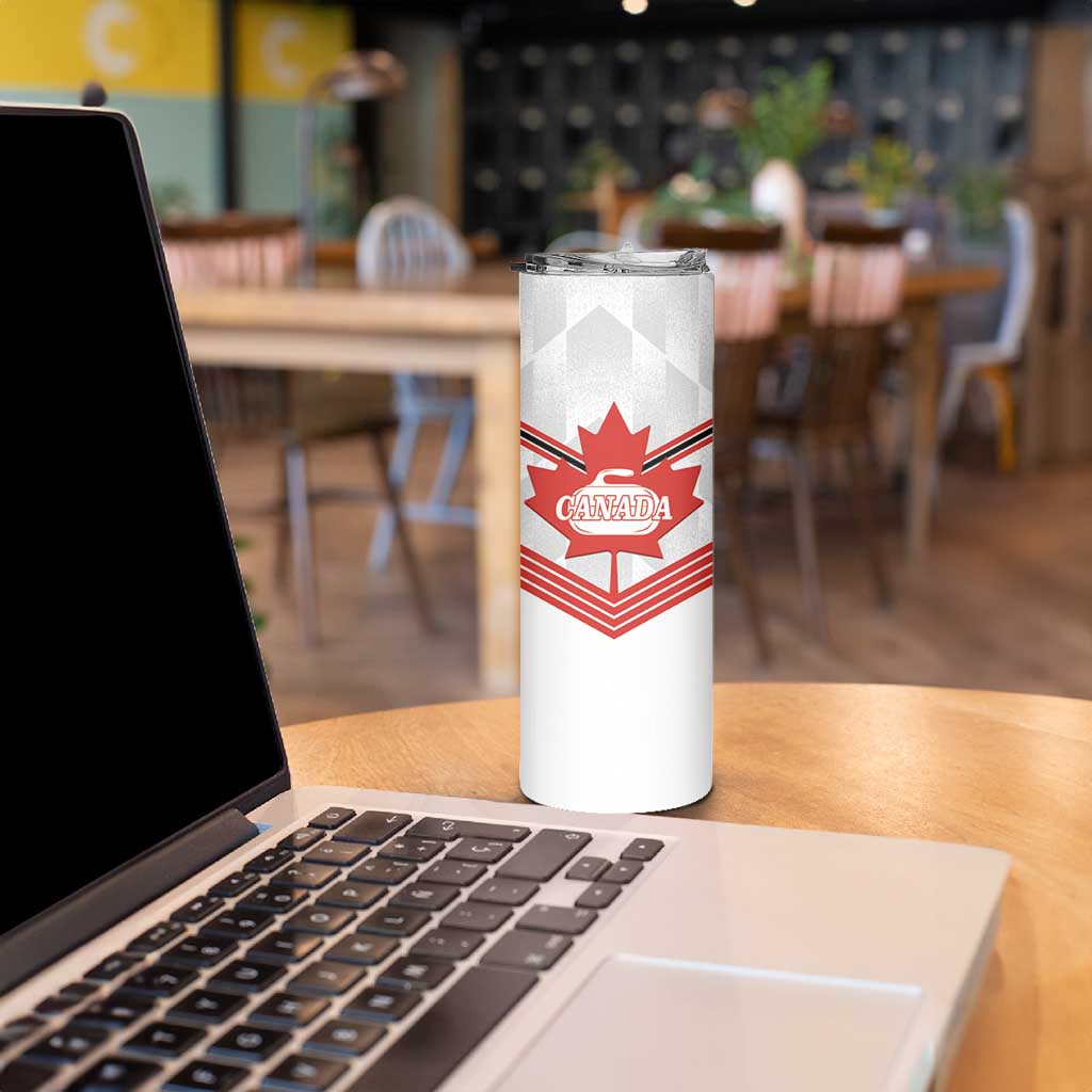 Personalized Canada Curling Skinny Tumbler Maple Leaf White Version - Wonder Print Shop
