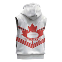 Personalized Canada Curling Sleeveless Hoodie Maple Leaf White Version - Wonder Print Shop
