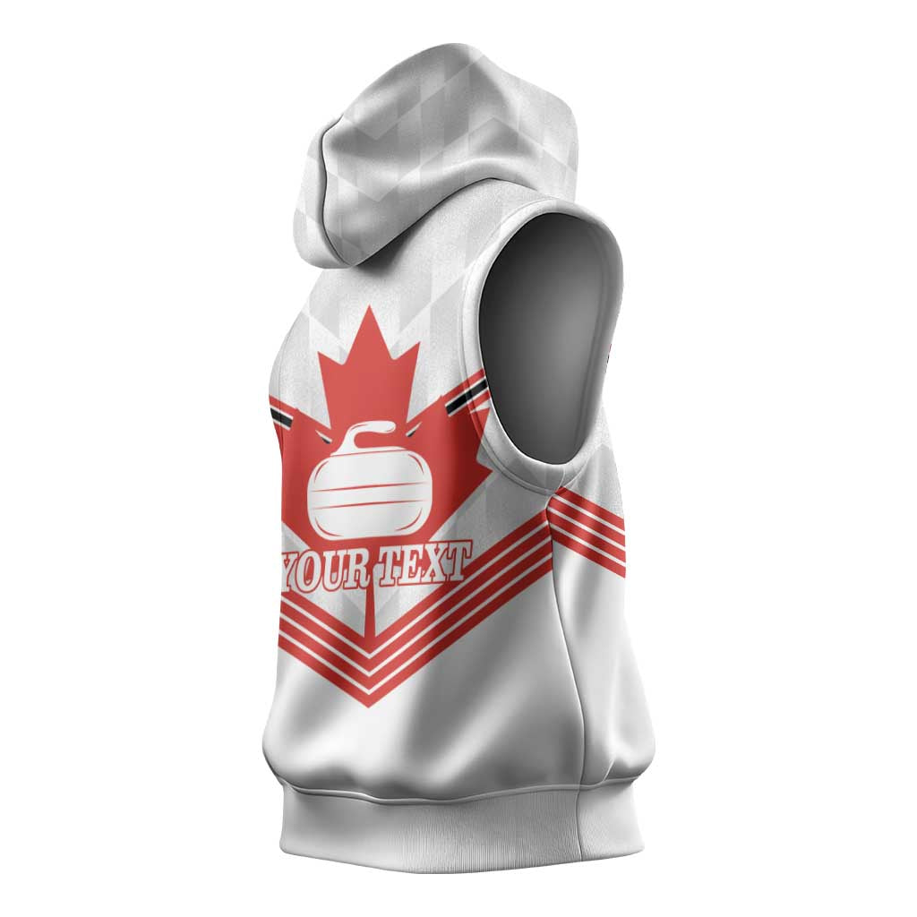Personalized Canada Curling Sleeveless Hoodie Maple Leaf White Version - Wonder Print Shop