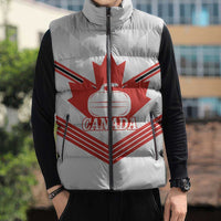 Personalized Canada Curling Sleeveless Puffer Jacket Maple Leaf White Version - Wonder Print Shop