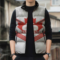 Personalized Canada Curling Sleeveless Puffer Jacket Maple Leaf White Version - Wonder Print Shop