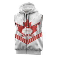 Personalized Canada Curling Sleeveless Zip Hoodie Maple Leaf White Version - Wonder Print Shop