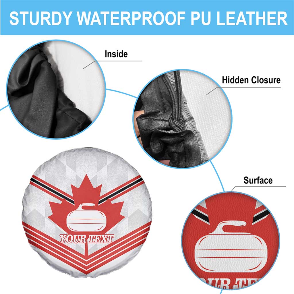 Personalized Canada Curling Spare Tire Cover Maple Leaf White Version - Wonder Print Shop