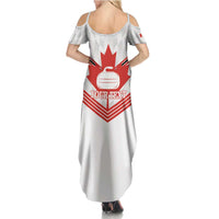 Personalized Canada Curling Summer Maxi Dress Maple Leaf White Version - Wonder Print Shop