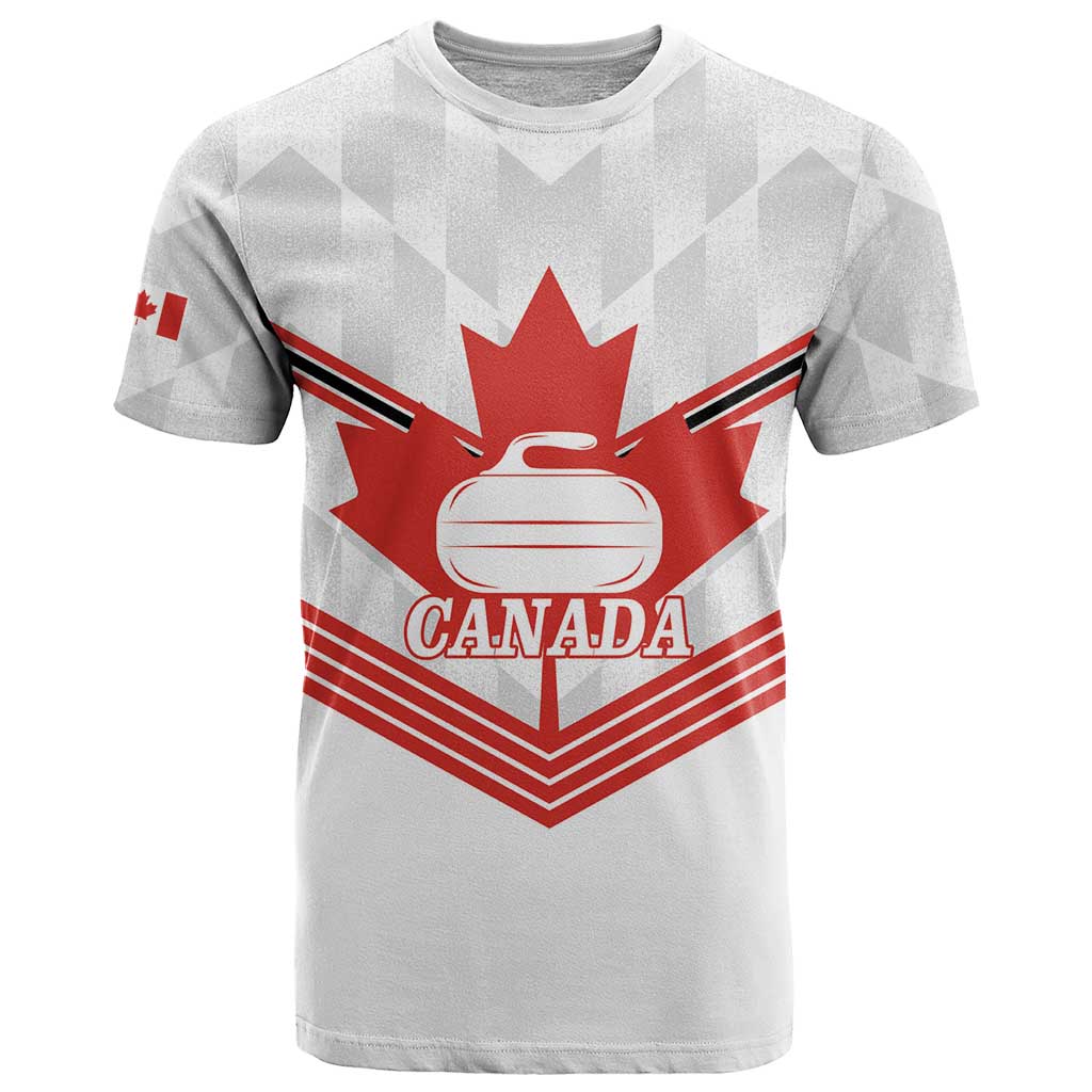 Personalized Canada Curling T Shirt Maple Leaf White Version - Wonder Print Shop