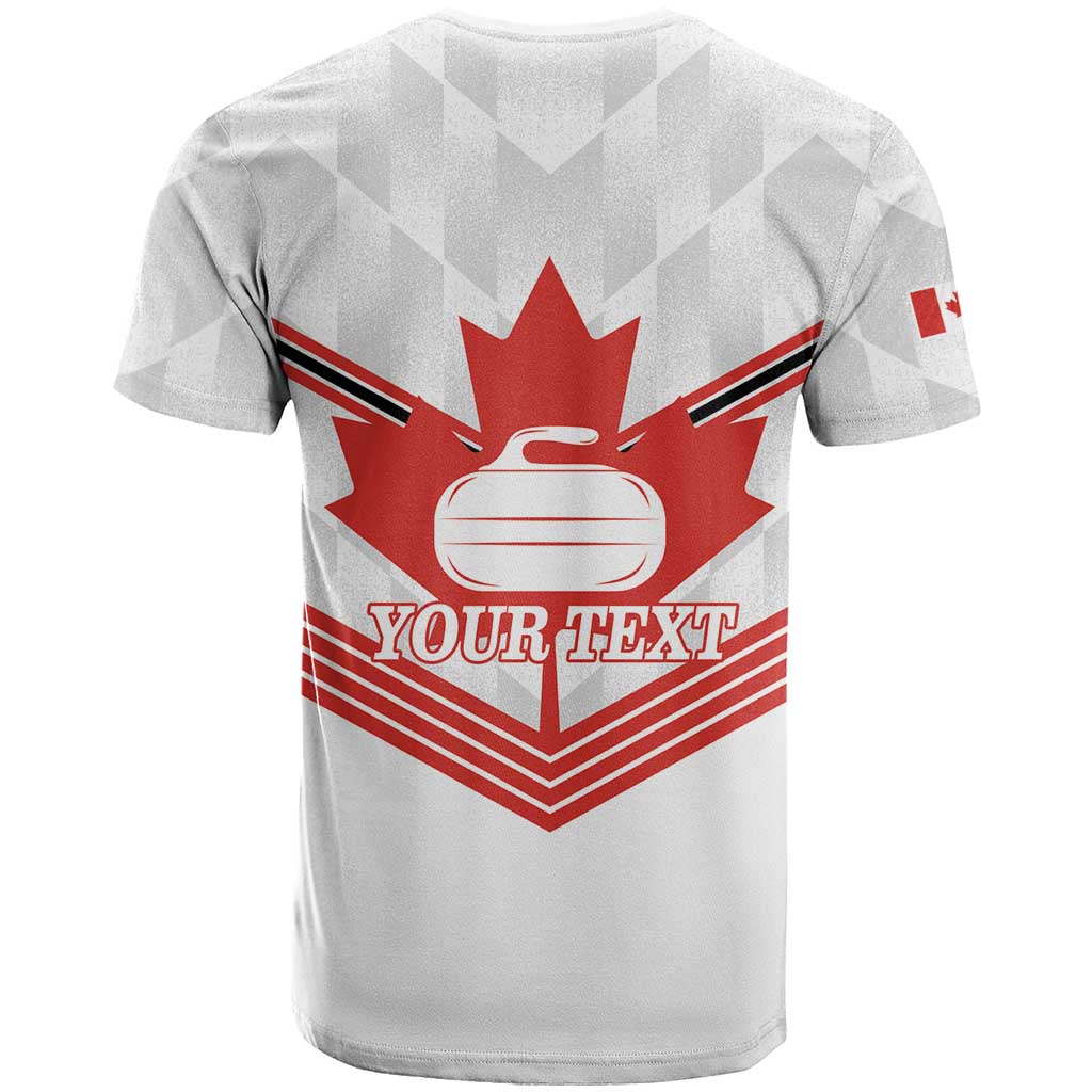 Personalized Canada Curling T Shirt Maple Leaf White Version - Wonder Print Shop