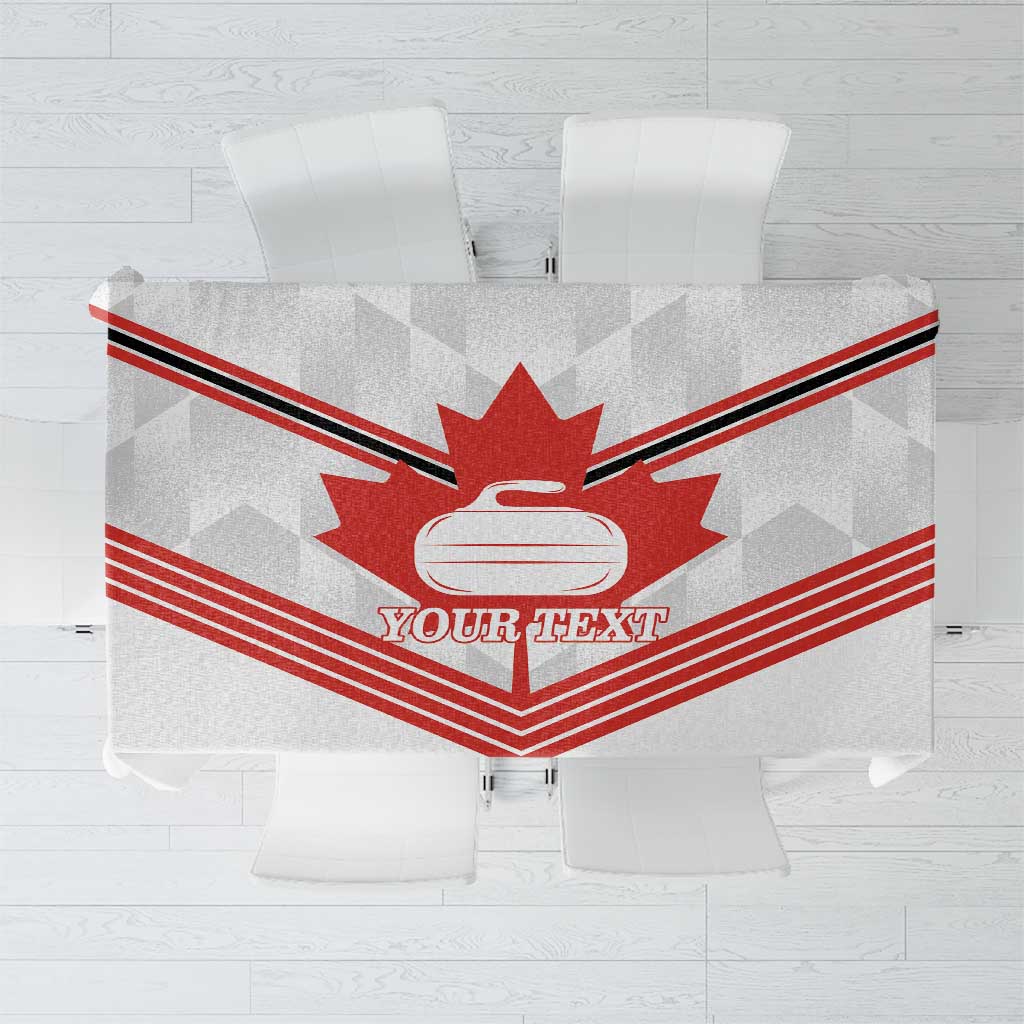 Personalized Canada Curling Tablecloth Maple Leaf White Version - Wonder Print Shop