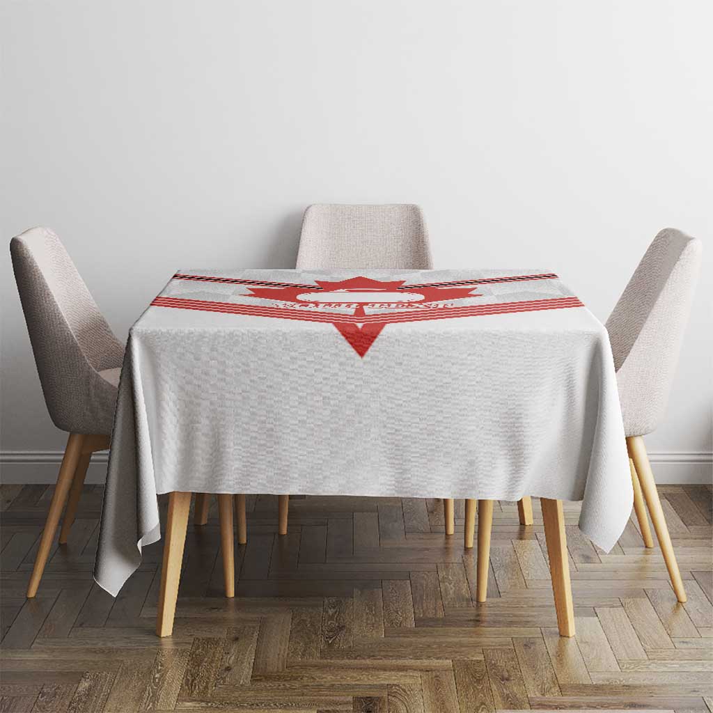 Personalized Canada Curling Tablecloth Maple Leaf White Version - Wonder Print Shop