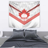 Personalized Canada Curling Tapestry Maple Leaf White Version - Wonder Print Shop