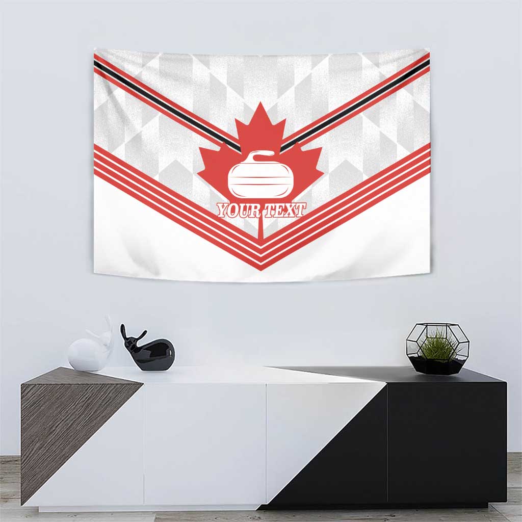 Personalized Canada Curling Tapestry Maple Leaf White Version - Wonder Print Shop