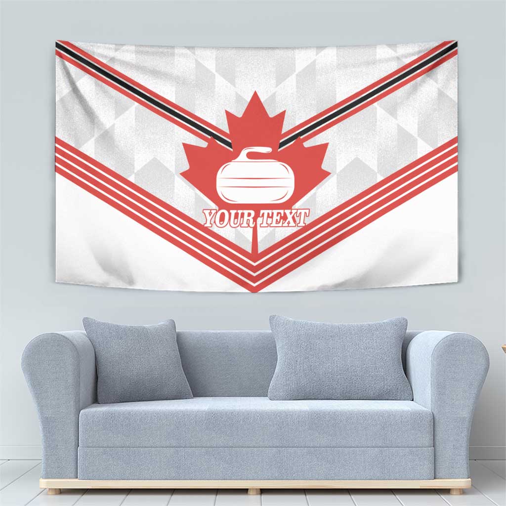 Personalized Canada Curling Tapestry Maple Leaf White Version - Wonder Print Shop