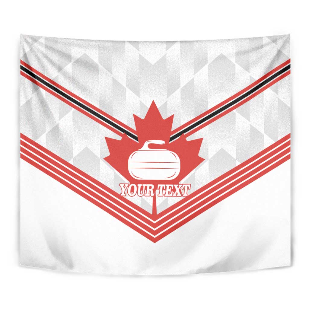 Personalized Canada Curling Tapestry Maple Leaf White Version - Wonder Print Shop
