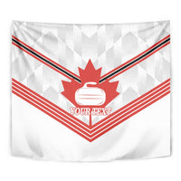 Personalized Canada Curling Tapestry Maple Leaf White Version - Wonder Print Shop